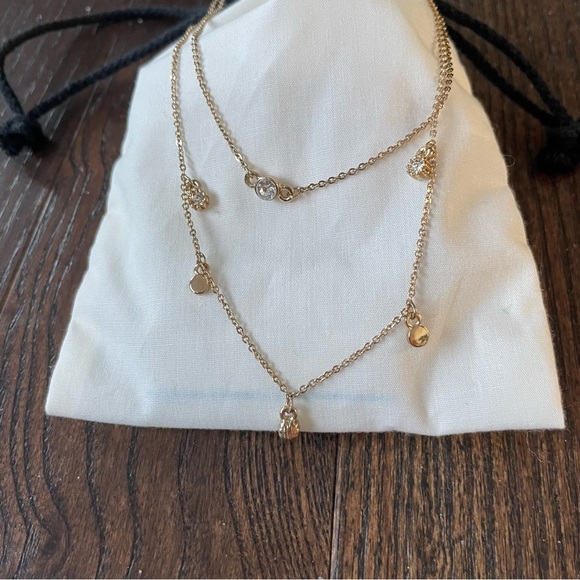 3/$25 Gold and Rhinestone Double Layer Necklace - Picture 2 of 5